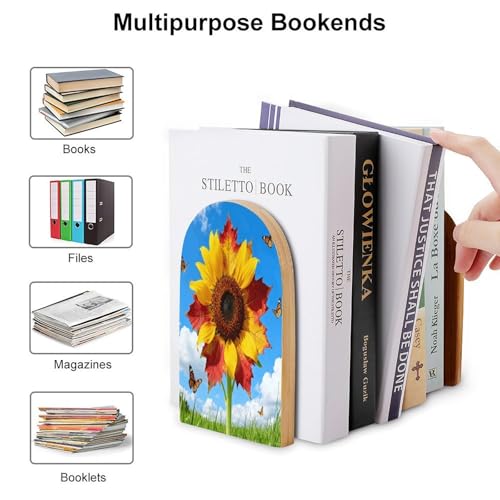 Sujetalibros de madera antideslizantes que evitan la caída de libros pesados 4