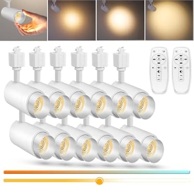 ?2024 Upgraded?9-CCT Zoomable 12W LED Track Light Head with Remote H Track Lighting Dimmable Bright Ceiling Spotlight Art Lighting 2700K/3000K/4000K/5000K/6500K 15°~60° 12W 1200lm, White 12 Pack
