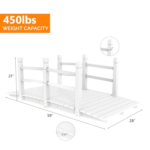 image for VINGLI Garden Bridge, Classic Wooden Bridge with Safety Rails, Decorat