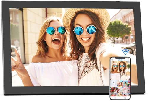 10.1-inch Digital Picture Frame WiFi-Photo-Frame - 16GB Smart Frame, IPS Touch Screen, Auto-Rotate, Slideshow, Load Photo Video from Phone to Digital Frame Via App Email, Free Cloud, Gifts for Mom Dad