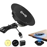 Invisible Under-Desk Wireless Charger-Sleek, Hidden Fast Charging Pad, Qi 15W Fast Wireless Charger, 15-30mm Ultra-Thin Desktop Wireless Charger Invisible Wireless Charger for All Phones