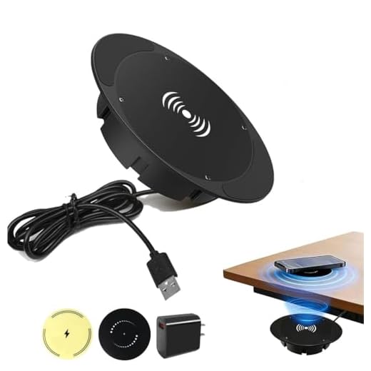 Invisible Under-Desk Wireless Charger-Sleek, Hidden Fast Charging Pad, Qi 15W Induktionsladegerät Einbau Fast Kabelloses Ladegerät Induktive Ladestation Einbau von Furniture für alle Telefone