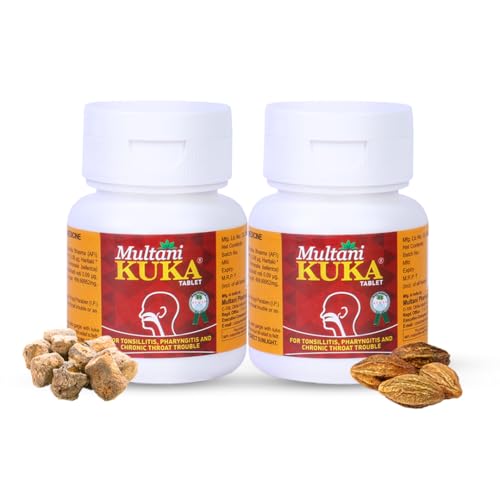 Multani Kuka Tablet | Useful In Tonsillitis, Pharyngitis & Chronic Throat Trouble | Ayurvedic | Get Relief From Tonsils & Swollen Issues | 100 Tablets (Pack of 2)