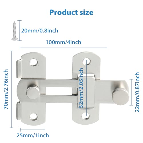 Image of Alise 2Pcs 4 inch Flip Latch Gate Latches, Safety Door Lock for Barn Wood Fence Sliding French Doors,Heavy Duty SUS304 Stainless Steel Gate Hardware Brushed Nickel MS9500LS-2P (Pack of 2)