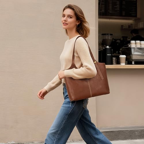 Bolso Tote de cuero genuino para mujer con correa ajustable miniatura 2
