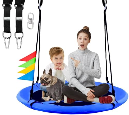 Joytential Altalena da Giardino per Bambini, Capacità Massima 320kg, Diametro 100cm, Altalena Rotonda a Nido per...