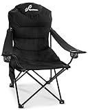 Sportneer Campingstuhl Faltbar Klappstuhl: Klappstuhl Camping bis 160 kg 3 Verstellbar Winkel Camping Stuhl Angelstuhl mit Rückenlehne Kopfstütze und Tragetasche, Faltstuhl Camping Outdoor, Schwarz