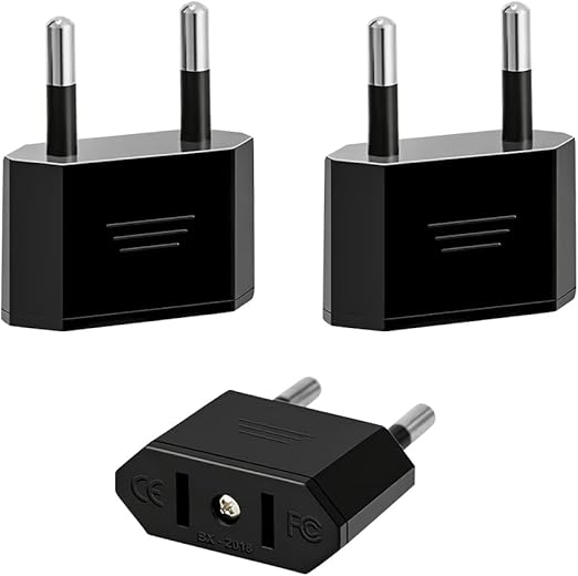 Ubitree 3 Stück US to EU Adapter, 2 Pin Adapter USA Deutschland Stecker