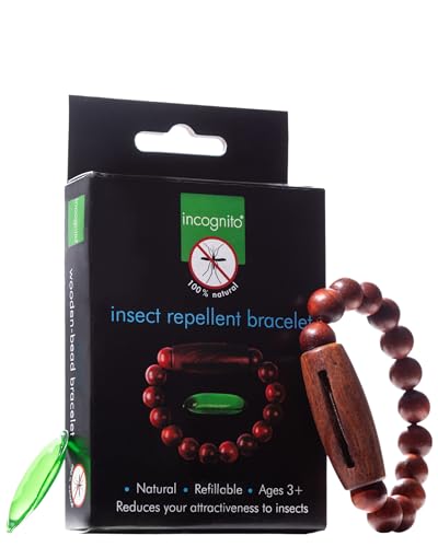 INCOGNITO - Mosquito Repellent Bracelet - Natural Lightweight Re-fillable Wooden Insect Repellent Bracelet - Anti Mosquito Bracelet with Interchangeable Capsules - Size M