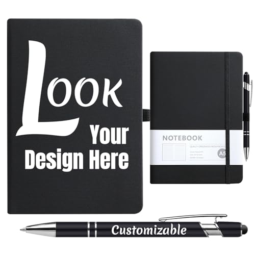 Auto-aAtend Custom Notebook and Personalized Ballpoint Pen Set, Customizable A5