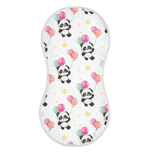 xigua Colorful Balloons and Pandas Muslin Baby Burp Cloths Set of 4, Super Soft & Absorbent Burping Rags, Cotton Burp Clothes Shower Gift for Newborn, Baby Girls and Boys
