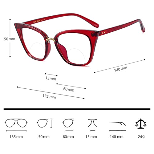 laureles Bifocal Reading Glasses Women Photochromic Fashion Cat Reader Photochromic Red Eyewear Female4