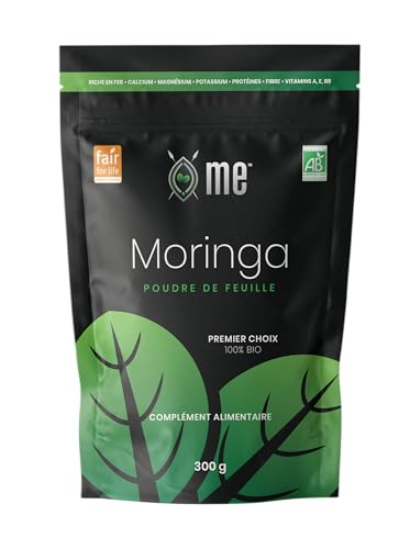 Moringa Bio de ME - Poudre 300g - Qualité Supérieure - Vitalité - Energie - Peau - Multivitamines - Multiminéraux - Protéines - Anti-inflammatoires - Antioxydants
