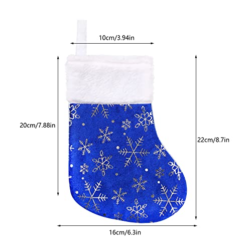 Ccinee Christmas Mini Stockings, 12Pcs 9 Inches Glitter Silver Snowflake Blue Print With Plush Cuff Classic Stocking Decorations For Xmas Festive Gifts Home Fireplace Decor… #TOP1