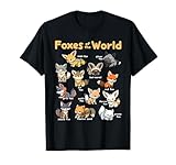 Kawaii Fox Animals of the World Educational Animal Fox Lover T-Shirt