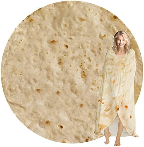 HEALTHYCEWPSTR Giant Double Sided Tortilla Blanket Funny Round Food Blankets Soft Novelty for Kids Family and Friends Adults 71 Inch