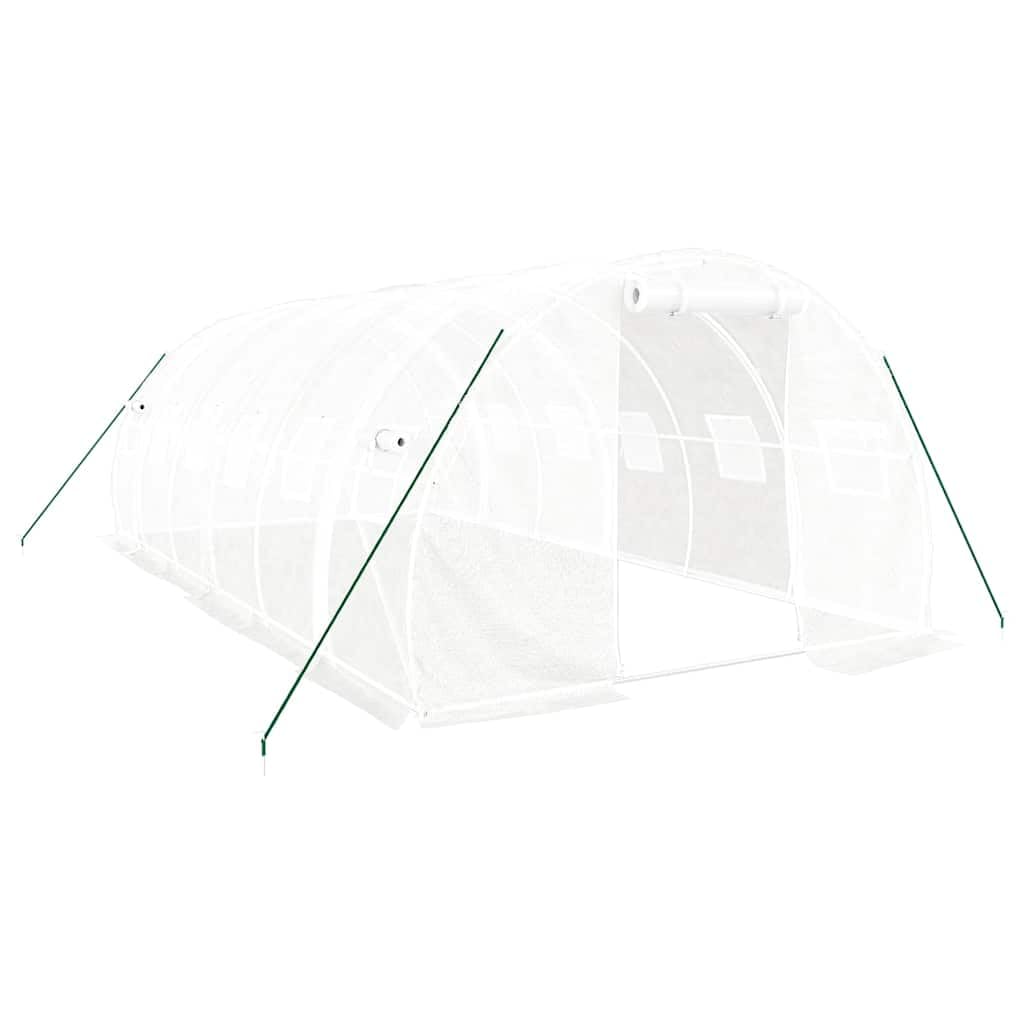 Spaziosa serra da 12 m², copertura in PE bianco, telaio in acciaio zincato, 4 x 3 x 2 m, resistente ai raggi UV, con porta arrotolabile e 4 finestre a rete per uso esterno in giardino