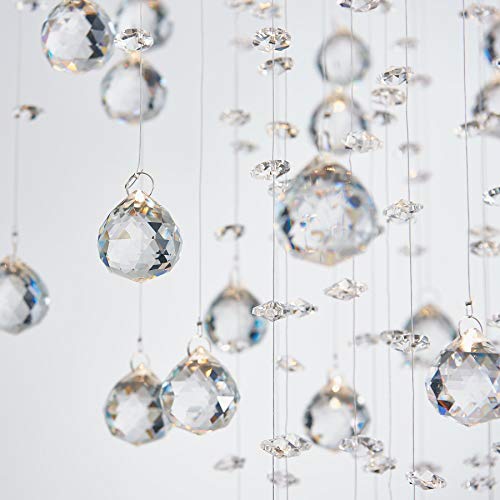 BESTIER Modern Crystal Raindrop Chandelier Lighting Flush Mount LED Ceiling Light Fixture Pendant Lamp for Dining Room Bathroom Bedroom Livingroom 8 GU10 LED Bulbs Required Width 55 cm Height 120 cm - Image 6
