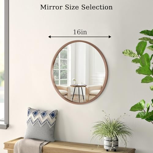 Image of Round Bathroom Mirror Circle Aluminum Alloy Wall Mirrors with Simple Metal Frame Modern Round Hanging Mirror for Bathroom Hallway Room Living Purple Frame