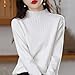 Womens Fashion Sweater Autumn Winter New Half-High Neck Knit Bottoming Shirt Loose Long-Sleeve Solid Color Innerwear White