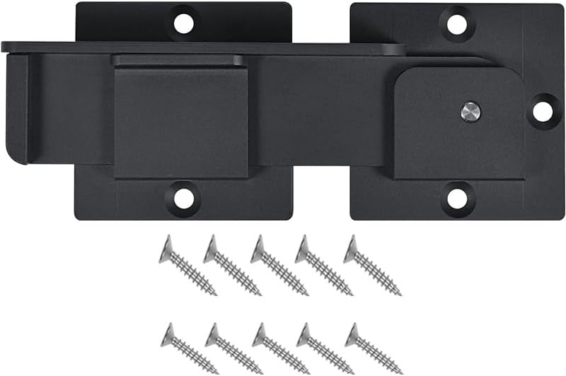 Gate Latch Lock with Padlock Hole, Aluminum Alloy Door Latch for Outdoor Wooden Fence, Heavy Duty Fence Gate Lock with Fasteners Hardware,Yard Garden, Steel,Black