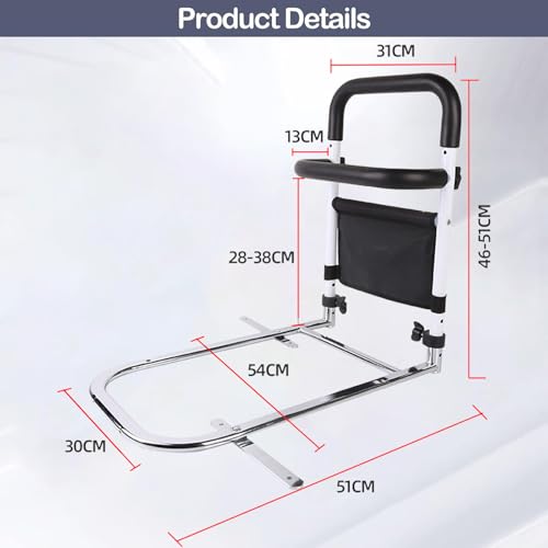 Bettgeländer für ältere und hinderliche Menschen,Aufstehhilfe Bett für Senioren,Höhenverstellbarer Haltegriff für Senioren, für ältere, Behinderte, Schwangere Frauen,01,54 * 51CM