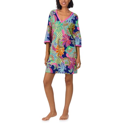 Trina Turk Womens Short Sleeve Caftan, Loungewear for Women, Organic Cotton Sleepwear