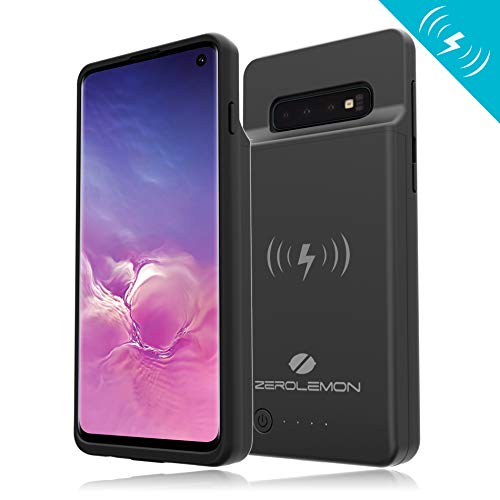 ZEROLEMON [Upgraded] Galaxy S10 Extended Battery Case with Qi Wireless Charging, Slim Power 5000mAh Rechargeable Battery Charger with Full Edge Protection for Galaxy S10 - Black