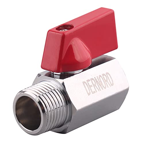 DERNORD Brass Mini Ball Valve NPT Thread, Shut-Off Valve Female&Male (3/8" Female&Male) (Pack of 1)