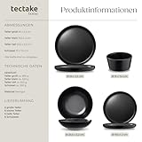tectake® 24-tlg. Geschirrset, Tafelservice 6 Personen, Steingut Geschirr Set schwarz, Teller Set mit Schalen, Speiseteller, Frühstücksteller, tiefe Teller und Schüsseln - schwarz