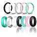 HDSUDCG Silicone Wedding Ring Bands for Women 12 Pack Size 4 5 6 7 8 9 Womens Thin Stackable & Glitter Powder Rubber Wedding Band Rings 5.7mm & 3mm Wide (Mulit-Color, 7.5-8(18.1mm/0.71inch))