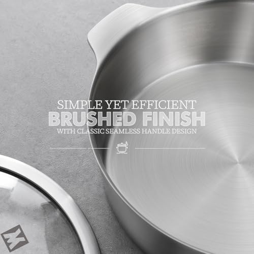 WAGENSTEIGER 4.18Quarts Stainless Steel Sauté pan Casserole Pot with Tempered Glass Lid, 3-Ply Construction with Aluminum Core, Stylish Design, Brushed Finish, Minimalist Design - Image 4