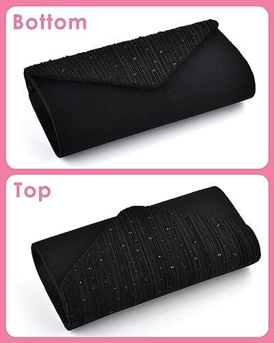 TINDTOP Evening Clutch Purses for Women Handbags for Formal Wedding Party Cocktail Prom Crossbody Shoulder Envelope Bag (A-Black)