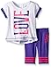 adidas Little Girls' Toddler Short Sleeve Tee and Capri Set, White, 4T