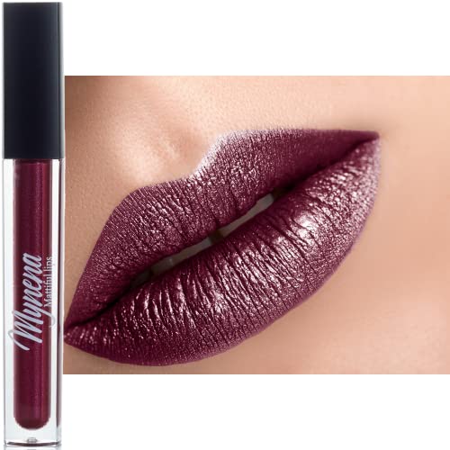 Mynena Metallic Lipstick Liquid Sexy Frosted Lightweight Long Lasting Non-Transferable Waterproof | Gluten-Free Paraben-Free Talc-Free Cruelty-Free And Vegan | Goddess #TOP7