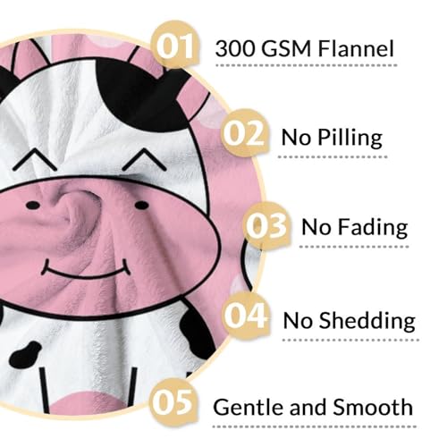 Mercuryelf Cow Throw Blanket - Soft, Fuzzy & Warm - 50x60 Inches Flannel Blankets for Living Room, Sofa - Pink Cute Throws Gift for Teens