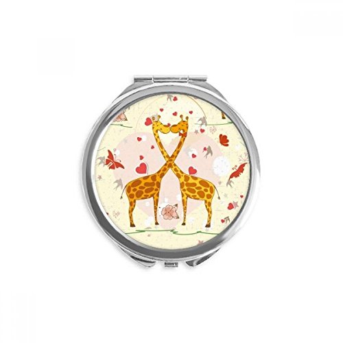 Miroir de maquillage portable girafe jaune Saint-Valentin dans votre sac à main