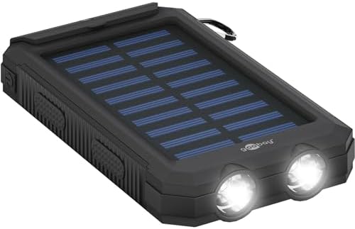 Goobay 49216 Outdoor Powerbank 8.0 (8.000 mAh), für Outdoor-Abenteuer Dank Robusten Design, Solarpanel und Taschenlampenfunktion