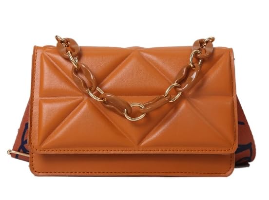 Simple and casual handbag, fashionable new retro wide strap single shoulder bag, stylish thick chain small bag.3