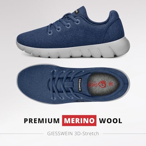 Giesswein Merino Runners Men - Breathable Merino Wool 3D Stretch Sneakers, Lightweight Men's Casual Shoes with Replaceable Footbed Ocean Blue2