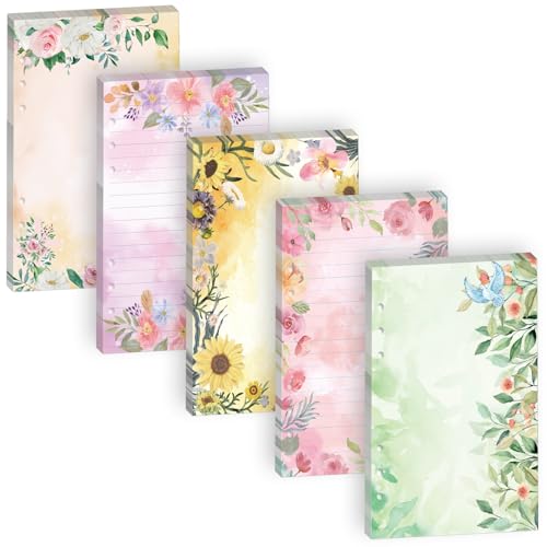 Papier A5 120g/m² floral pour classeur à 6 anneaux sans traverse d'encre