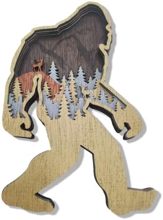 Thungeek Big Foot Hunting Forest Decor Cabin Clearance For Home & Office, Wooden Wall Art Decor Office Shelf Decorations, Sasquatch Statues Figurine Animals Shaped Collection Wildlife Gift