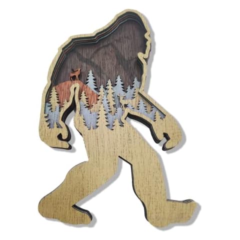 Thungeek Big Foot Hunting Forest Decor Cabin Clearance For Home & Office, Wooden Wall Art Decor Office Shelf Decorations, Sasquatch Statues Figurine Animals Shaped Collection Wildlife Gift Cover