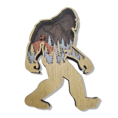 Thungeek Big Foot Hunting Forest Decor Cabin Clearance For Home & Office, Wooden Wall Art Decor Office Shelf Decorations, Sasquatch Statues Figurine Animals Shaped Collection Wildlife Gift #TOP3