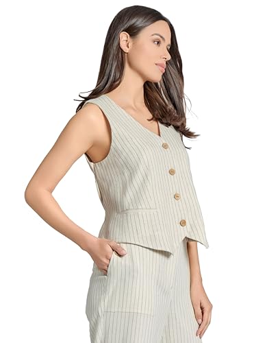 Jones New York Womens Linen Stripe Button Down Vest2