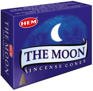 HEM Moon Incense Cones – Case of 12 Boxes (10 Cones Each) | Powerful Resin Aroma for Protection, Positivity & Meditation | Natural Handcrafted Cones for Relaxation, Yoga & Home Fragrance