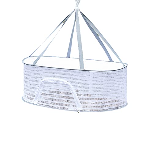 PRTECY Herb Drying Rack Hanging Foldable Mesh Net with Zipper Food Dry Net Sweater Drying Rack for Drying Seeds, Herb, Vegs, Fruits, Bud, Plants(1 Layer)