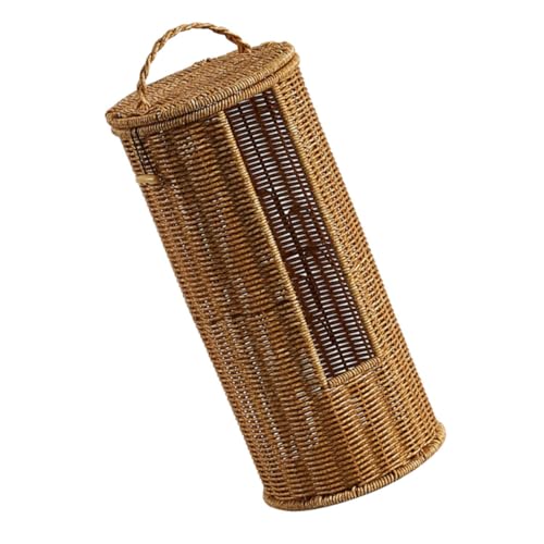 INOOMP Handwoven Woven Hamper with Lid Decorative Storage Basket for Towels Toilet Design for Bathroom Living Room Hotel Organization Stylish Home Storage