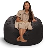 ULTIMATE SACK 4000 4-Foot Bean Bag Chair, Grey Suede Cover – Oversized Foam Lounger, Floor Seat, Small Sofa, or Couch Bed for Living Area, Gaming Room, or Reading Lounge