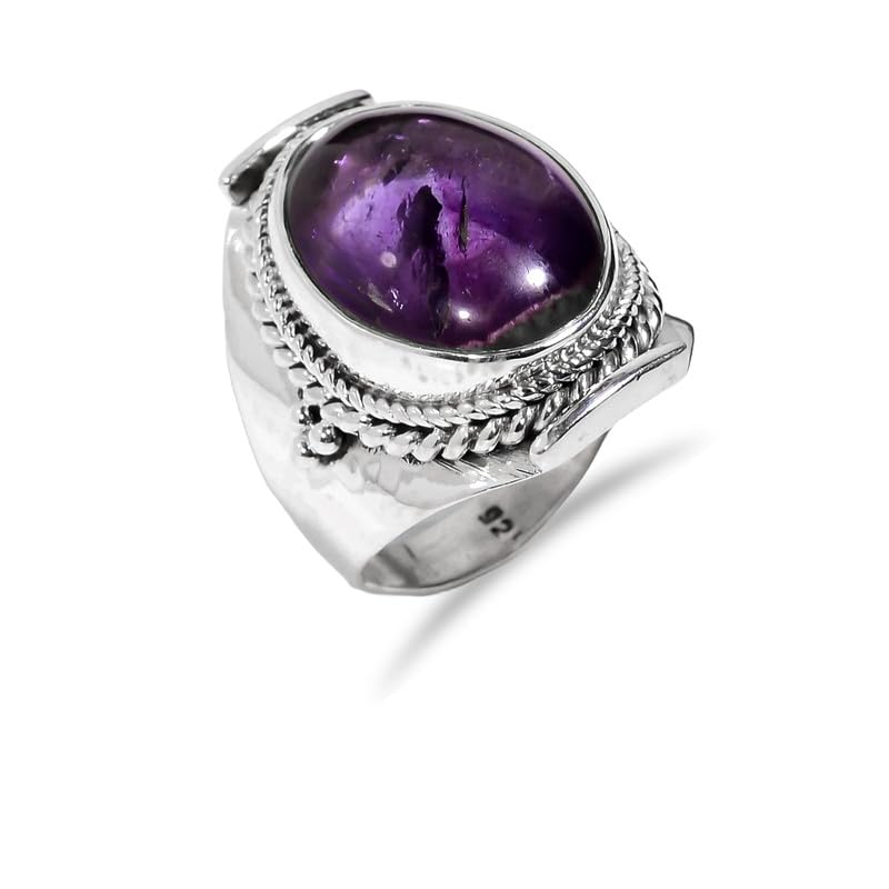 Bague en améthyste naturelle argent sterling 925 fait main